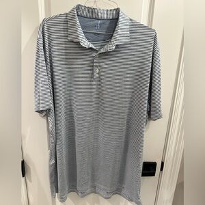 johnnie-O Navy and White Striped Polo Shirt